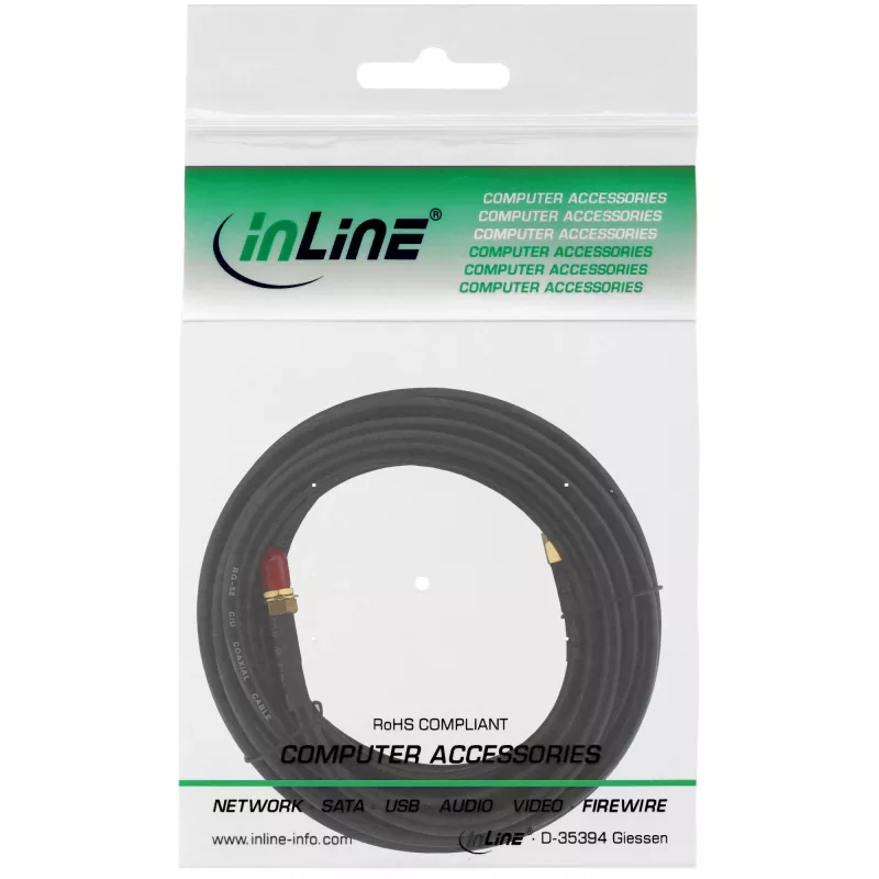 Tinklo laidas InLine WIFI Cable R-SMA kištukas – R-SMA mova 10m