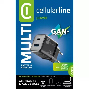 Cellularline USB įkroviklis Multipower Micro 30W GaN 2 prievadai PD