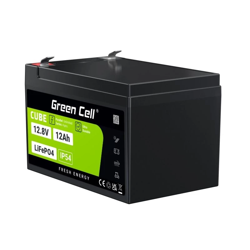 UPS baterija Green Cell LFPGC12V12AH LiFePO4 12,8V 12Ah (153,6Wh) Juoda