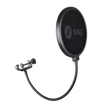 Pop filtras SSQ Double Pop Filter POP1 SS-1923 studijiniams mikrofonams, dvigubas metalinis tinklelis, reguliuojamas kakliukas