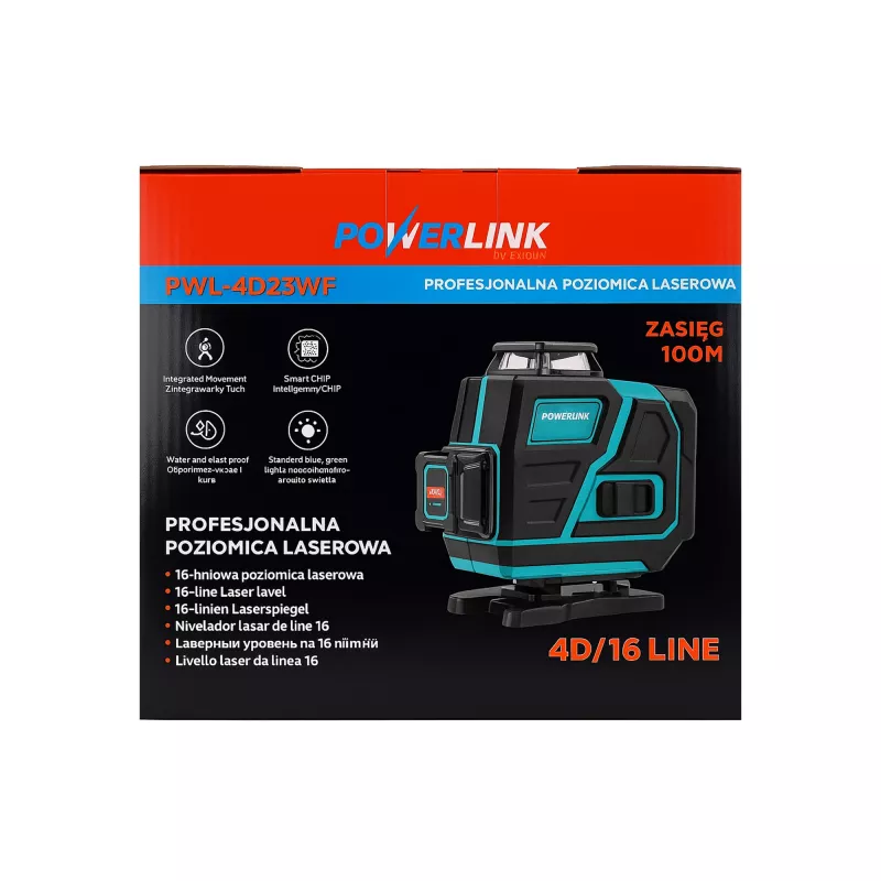Extralink POWERLINK PWL-4D16 4D/16 linijų lazerinis nivelyras 100 m