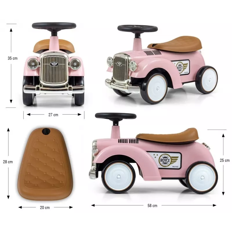 Dviračiukas-balansinis vaikams milly mally Royce Pink — modelis 5474, lengvas vaikiškas bėgantis dviratukas