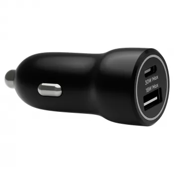 Automobilinis kroviklis d bramante re-charge USB-C 30W + USB-A 18W, 12–24V, juodas