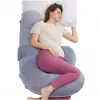 Momcozy PP007 Nėščiųjų pagalvė F formos, aksominė pilka