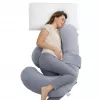 Momcozy PP007 Nėščiųjų pagalvė F formos, aksominė pilka
