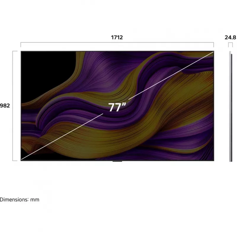 OLED77G57LW evo televizorius, 194,7 cm (77 col.), sidabrinis/juodas, UltraHD/4K, Triple Tuner, HDR, 120Hz ekranas
