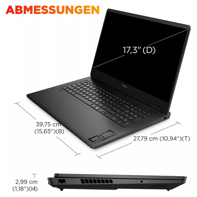 HP OMEN 17-db1176ng žaidimų nešiojamas kompiuteris – 17,3 colio FHD 144Hz, Ryzen AI 7, 32GB RAM, 1TB SSD, RTX 5070 (BZ9E8EA#ABD)