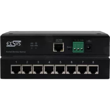 Serijinių įrenginių serveris Exsys EX-61008 – 8x RS232/422/485 prievadai, su maitinimo adapteriu