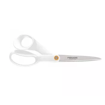 Fiskars F061200487 biuro žirklės, tiesus pjūvis, nerūdijantis plienas, balta
