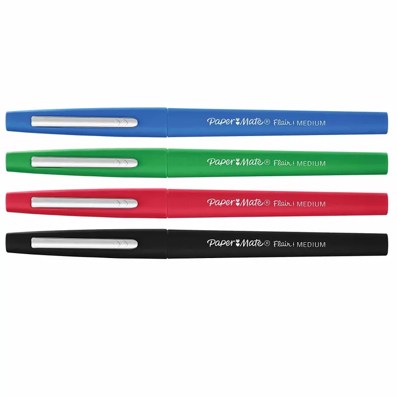 Flomasteris Papermate Flair Medium juoda mėlyna žalia raudona 4 vnt.