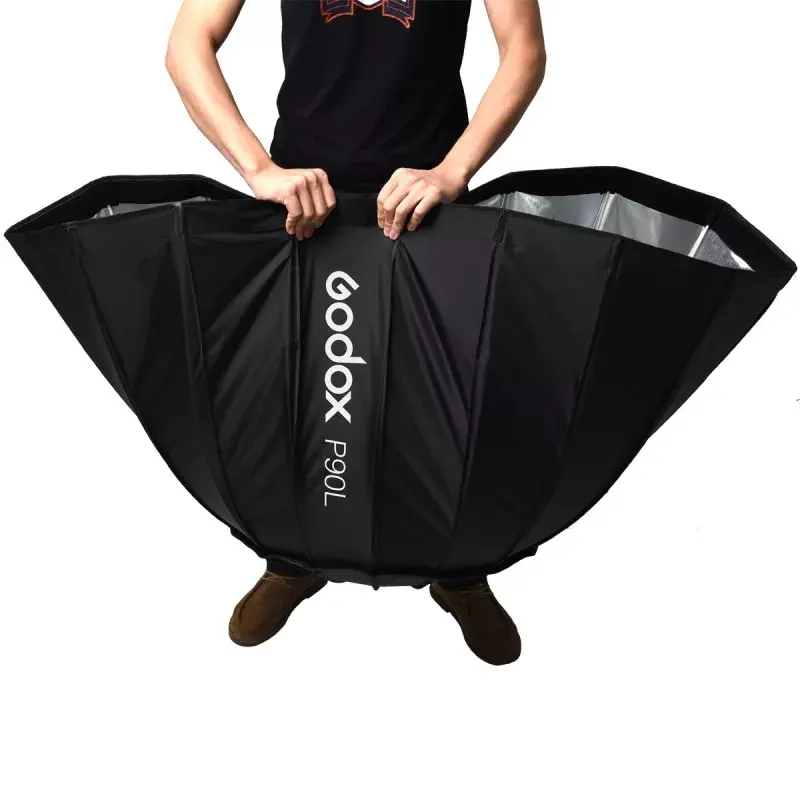 Softbox Godox P90L 90cm juodas nailonas poliesteris su difuzoriais