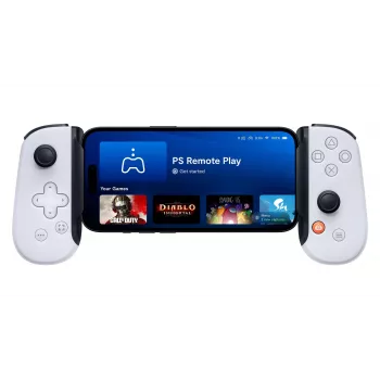 Žaidimų pultas Backbone One iPhone PlayStation Edition Baltas – Laidinis valdiklis su Lightning jungtimi, skirtas iPhone, PC, PlayStation, Xbox