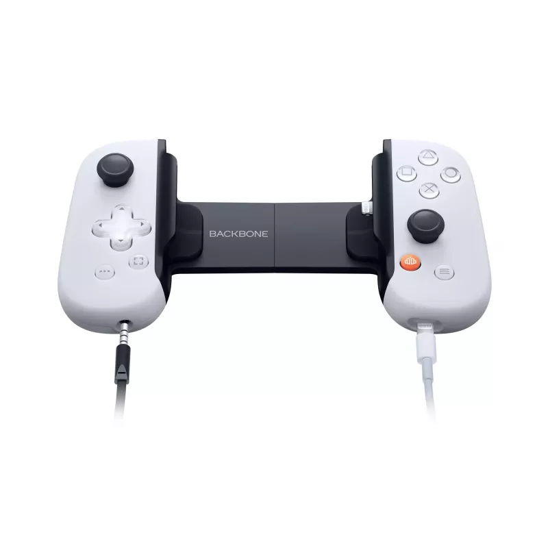 Žaidimų pultas Backbone One iPhone PlayStation Edition Baltas – Laidinis valdiklis su Lightning jungtimi, skirtas iPhone, PC, PlayStation, Xbox