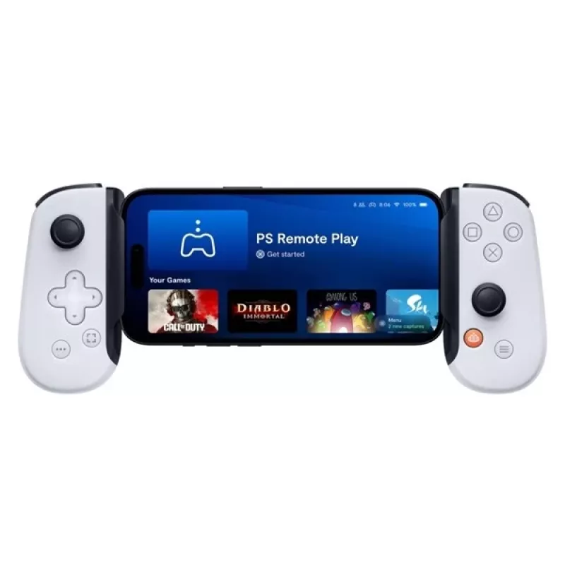 Žaidimų pultas Backbone One iPhone PlayStation Edition Baltas – Laidinis valdiklis su Lightning jungtimi, skirtas iPhone, PC, PlayStation, Xbox