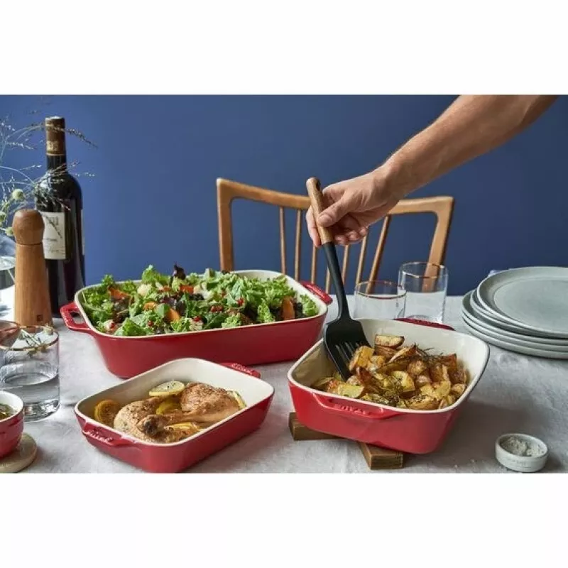 ZWILLING Staub Keraminis stačiakampis kepimo indų rinkinys 3 vnt., raudona, iki 300°C
