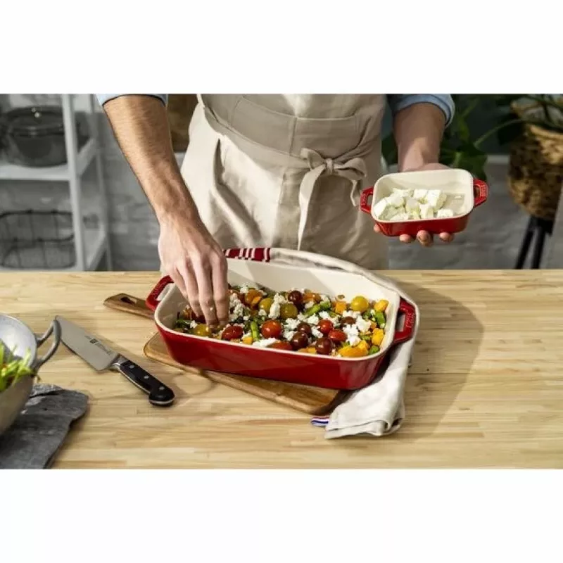ZWILLING Staub Keraminis stačiakampis kepimo indų rinkinys 3 vnt., raudona, iki 300°C