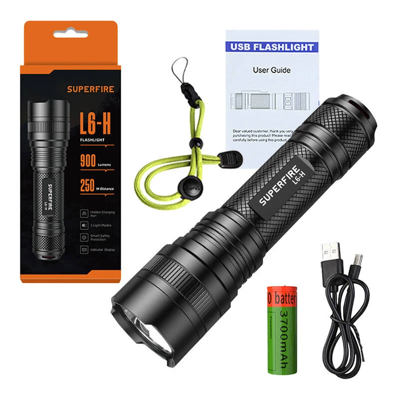 Žibintuvėlis Superfire L6-H – nešiojamas LED prožektorius 900 lm, 15W