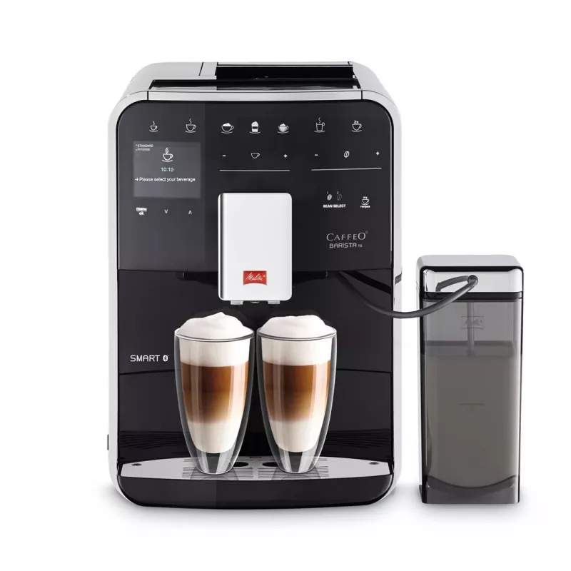 Espresso kavos aparatas MELITTA Barista Smart TS – 1,8 L vandens bakas, dvigubas snapelis, TFT ekranas, priima maltą kavą, 1450 W, juodas