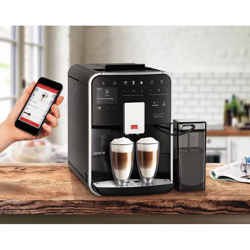 Espresso kavos aparatas MELITTA Barista Smart TS – 1,8 L vandens bakas, dvigubas snapelis, TFT ekranas, priima maltą kavą, 1450 W, juodas