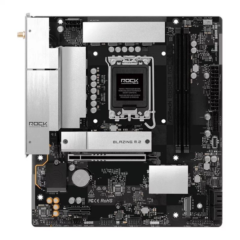 Motininė plokštė ASRock B860M Rock WiFi (mATX, Intel LGA 1851, DDR5, HDMI, DisplayPort)