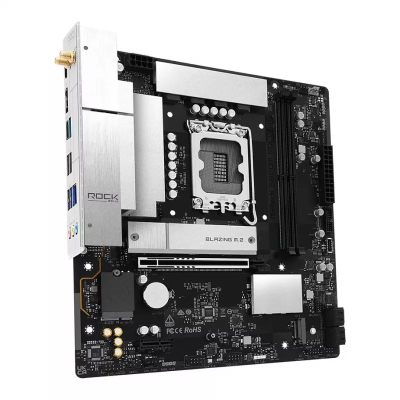 Motininė plokštė ASRock B860M Rock WiFi (mATX, Intel LGA 1851, DDR5, HDMI, DisplayPort)