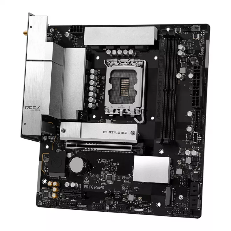 Motininė plokštė ASRock B860M Rock WiFi (mATX, Intel LGA 1851, DDR5, HDMI, DisplayPort)