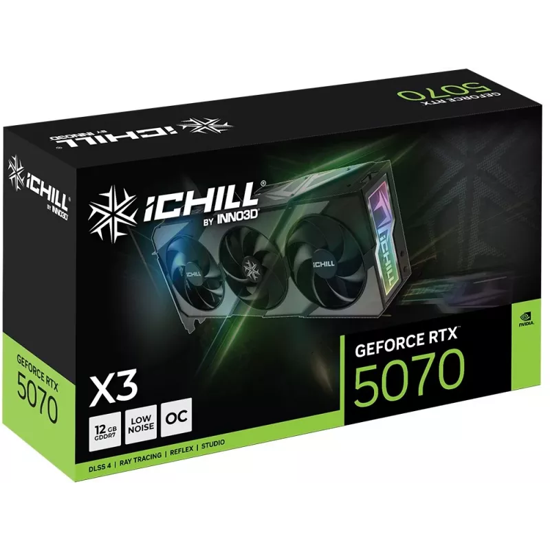 Vaizdo plokštė Inno3D iChill GeForce RTX 5070 X3 – 12 GB GDDR7, 192 bit, PCIe 5.0