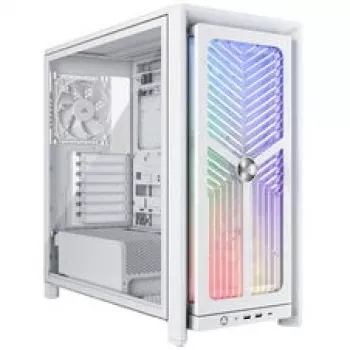 Corsair FRAME 4000X RS vidutinio bokšto kompiuterio korpusas, grūdintas stiklas, baltas