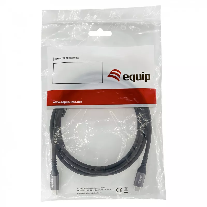 EQUIP USB4 Gen 2x2 C–C laidas 3,0 m, PD 100 W, 4K/60 Hz, 20 Gbps, juodas