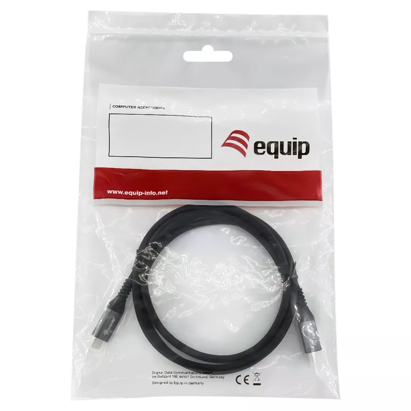 USB4 Gen3x2 C–C laidas EQUIP 128380, 0,5 m, PD 3.1 240 W, 40 Gbps, 8K/60 Hz, juodas