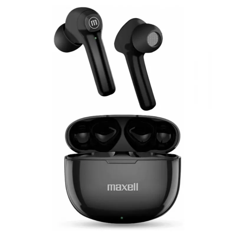 Belaidės ausinės „Maxell Dynamic+“ su įkrovimo dėklu, juodos