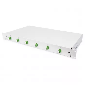 Šviesolaidžių sujungimo dėžė DIGITUS DN-96330/9APC 1U, 6x LC-APC DX, OS2, polimeras/plienas, šviesiai pilka