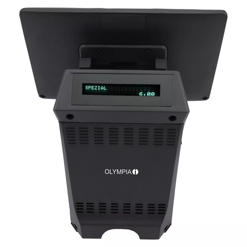Viename Įrenginyje Terminalas Olympia T215K 15 colių (38,1 cm) lietimui jautrus ekranas, Android 11, tiesioginio terminio spausdintuvo (8 cm), juodas
