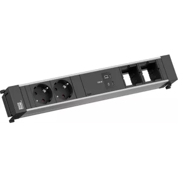 Bachmann BM0023845 maitinimo rėmas su 2x CEE7/3 kištukiniais lizdais, 1x USB-C (100W), 2 jungčių moduliais, 0,2 m kabeliu