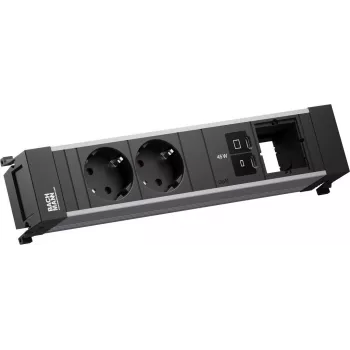 Bachmann BM0024207 maitinimo rėmas su 2x CEE7/3 kištukiniais lizdais, 1x USB-C PD 45W, 1x jungties moduliu, 0,2 m laidu