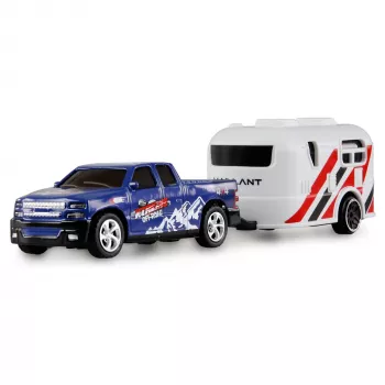 RC pikapas Amewi 22680 1:64 RTR su priekaba, mėlynas