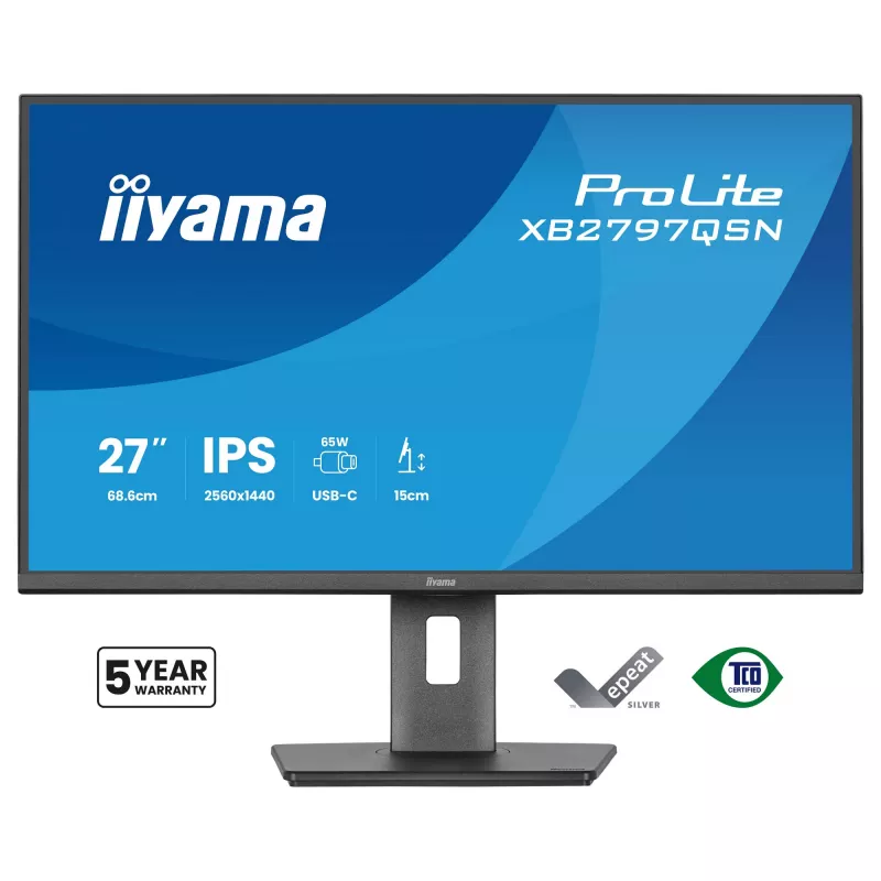 Monitorius IIYAMA ProLite XB2797QSN-B1 27 colių 2560x1440 Quad HD IPS, matinis, USB 3.2 stotelė, garsiakalbiai, reguliuojamas aukštis, VESA