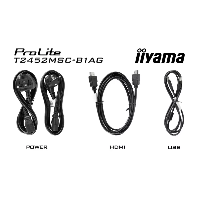 IIYAMA ProLite T2452MSC-B2AG 24 colių Full HD IPS jutiklinis monitorius 1920×1080, 5 ms, USB 3.2 šakotuvas, garsiakalbiai, VESA