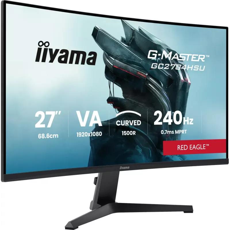 27 colių lenktas VA monitorius iiyama G-MASTER GC2784HSU-B1 240 Hz Full HD 1920x1080 USB garsiakalbiai VESA