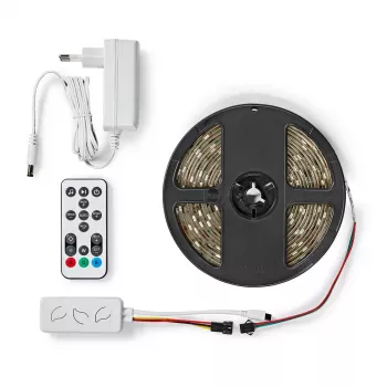 Nedis WIFILS51CRGB protinga LED juostelė – Wi‑Fi, RGB, 24 W, 1 m laidas, 12 mm plotis