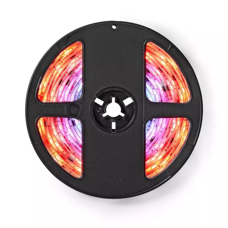 Nedis WIFILS51CRGB protinga LED juostelė – Wi‑Fi, RGB, 24 W, 1 m laidas, 12 mm plotis