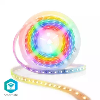 Nedis WIFILS51CRGB protinga LED juostelė – Wi‑Fi, RGB, 24 W, 1 m laidas, 12 mm plotis