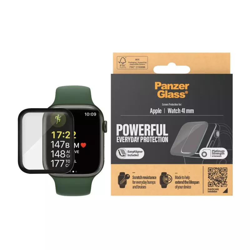 Apsauginis stiklas PanzerGlass Apple Watch Series 8 / 7 41 mm Skaidrus