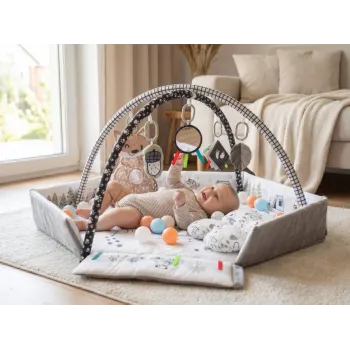 Kūdikių žaidimų kilimėlis milly mally Baby Mat 5in1 Minky – daugiafunkcis 5-in-1 kilimėlis pilvuko laikui, žaidimams, poilsiui, ropojimui ir kelionėms