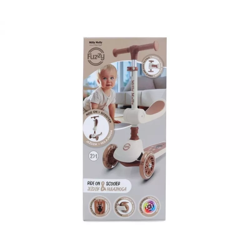 Paspirtukas vaikiškas Milly Mally Scooter Fuzzy Classic smėlio spalvos