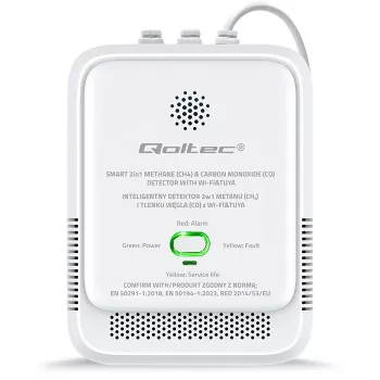 Dujų ir anglies monoksido detektorius QOLTEC 52654 – gamtinių dujų ir CO jutiklis