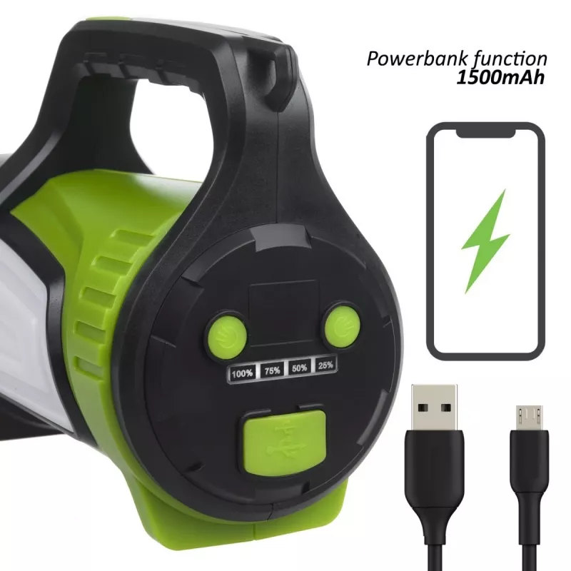 Žibintuvėlis MACLEAN MCE345 LED 3-in-1 su powerbank funkcija, 5W XM-L-T6, šalta balta 6500K, 3×18650 3.7V 4500mAh