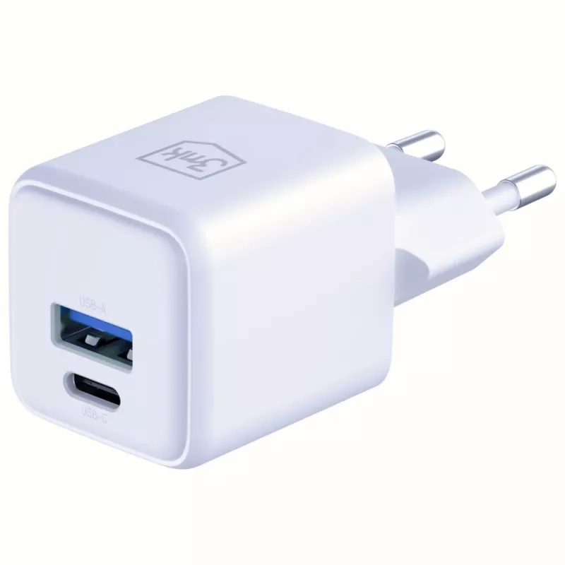 3MK Hyper GaN 20W sieninis įkroviklis su USB-C ir USB-A, PD 3.0 / QC 4+