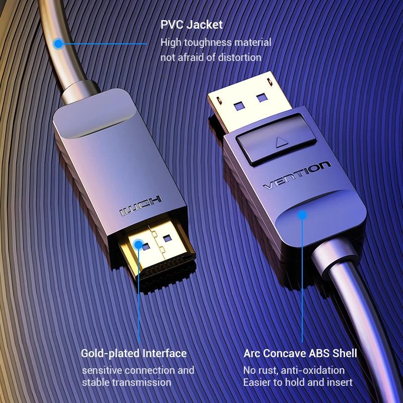 Laidas DP į HDMI 2M/JUODAS Hadbh Vention