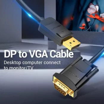 Laidas DP į VGA 2M/JUODAS Hblbh Vention
